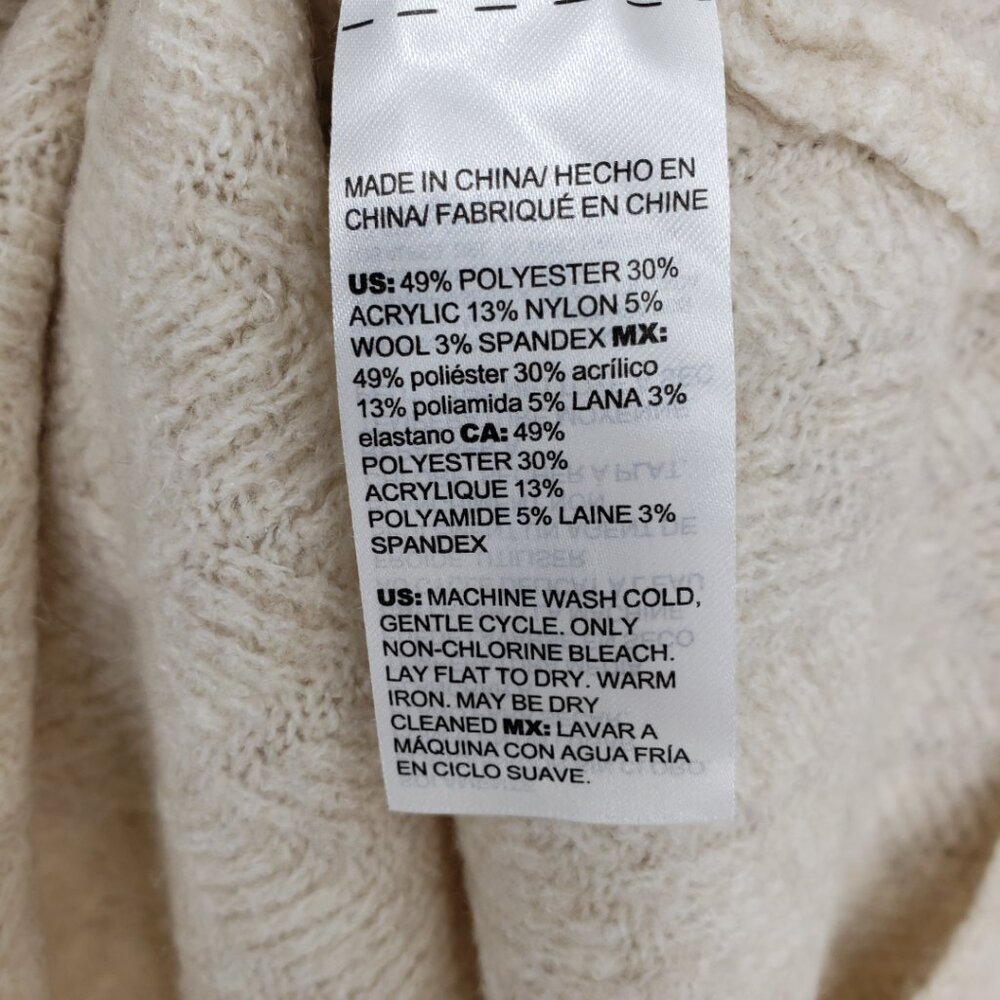 Chico's Herringbone V Neck Tunic Sweater XL Relaxed Fit Textured Beige Tan - Picture 8 of 8